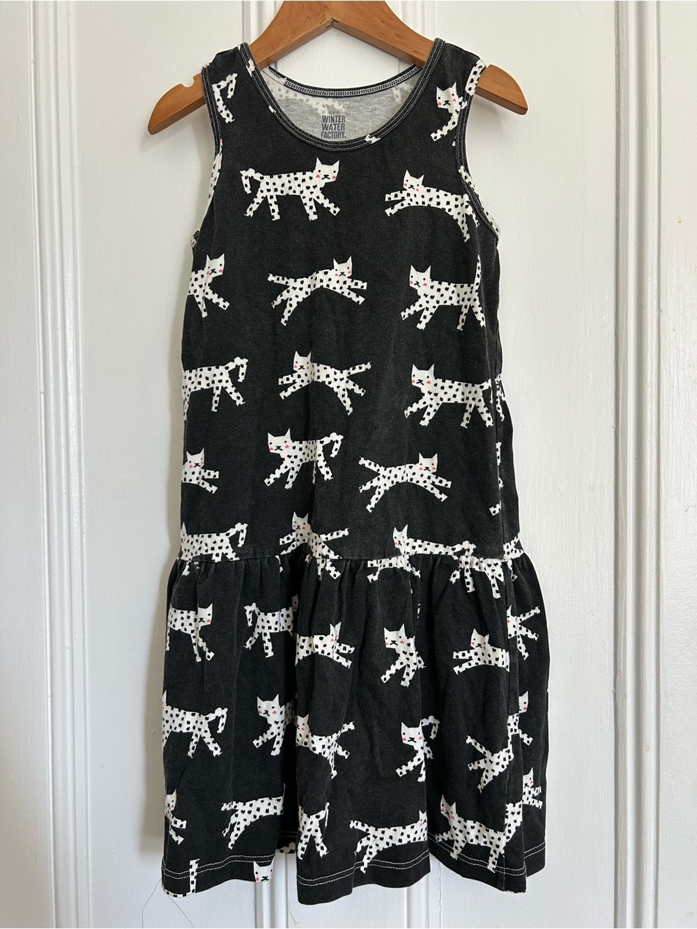 Winter Water Factory Girls Black Cat Print Valencia Dress - Racer Back - size 8